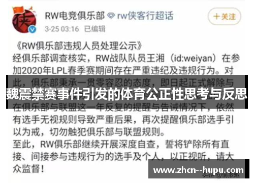 魏震禁赛事件引发的体育公正性思考与反思